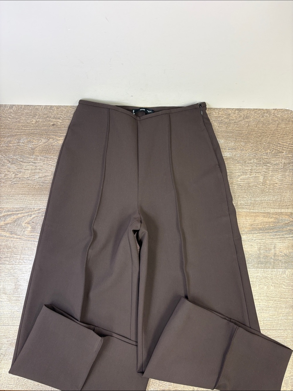 MNG Mango Brown Wide Leg Cropped Pants Size 8